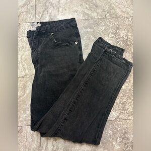 Princess Polly Zaiden High Rise Straight Leg Jeans Black Denim Size 6 Cropped